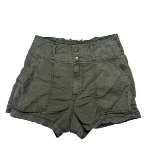 ABERCROMBIE & FITCH Green Patch Pocket Paper Bag Waist Shorts Size Small Womens